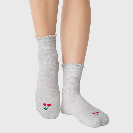 Cherry Ankle Grip Sock