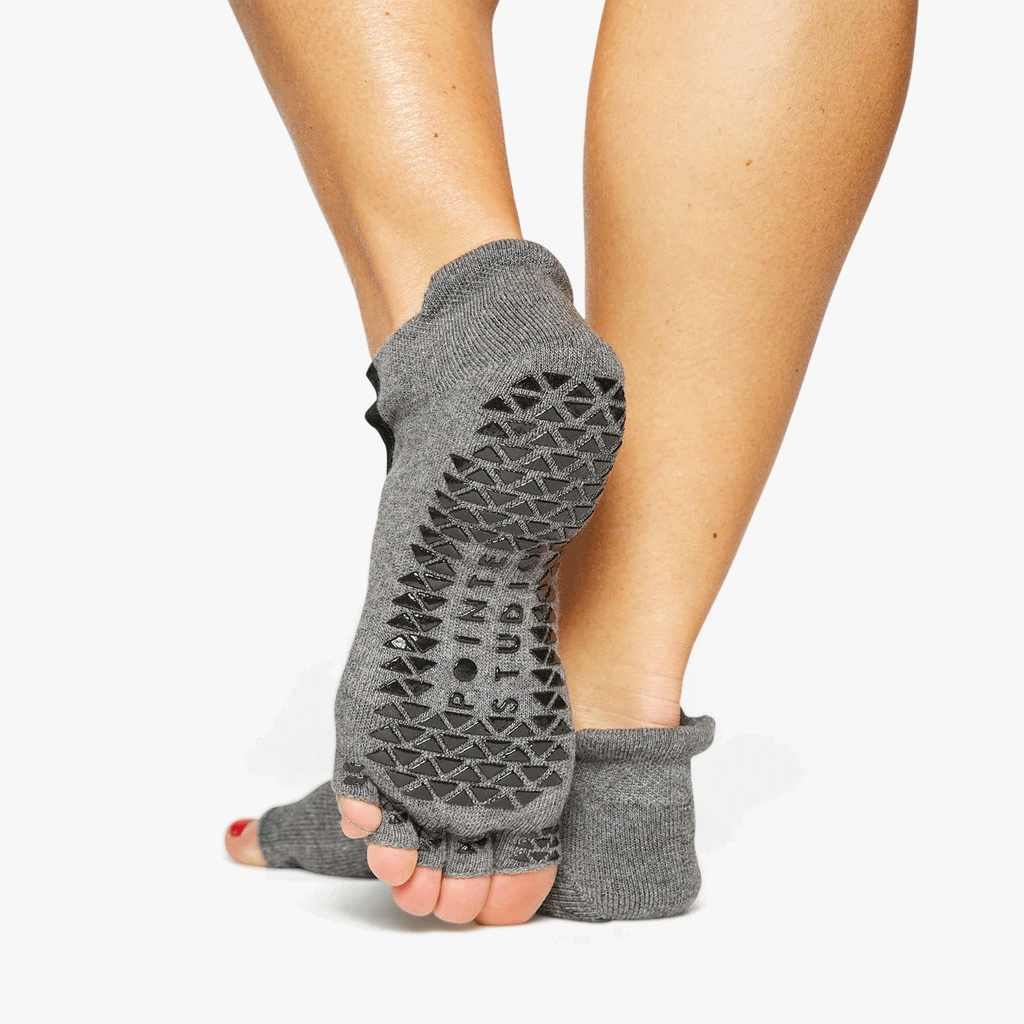 Black Toeless Grip Socks for Pilates and Yoga - SOCK IT AND CO.®